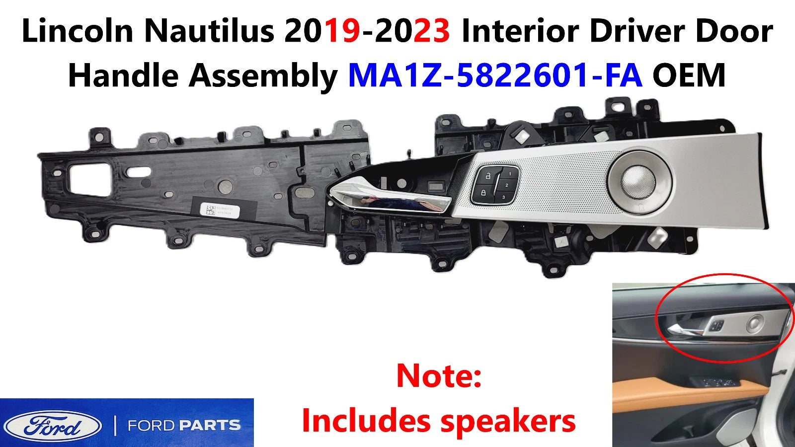 Interior Driver Door Handle Assembly for Lincoln Nautilus (2019–2023) MA1Z-5822601-FA