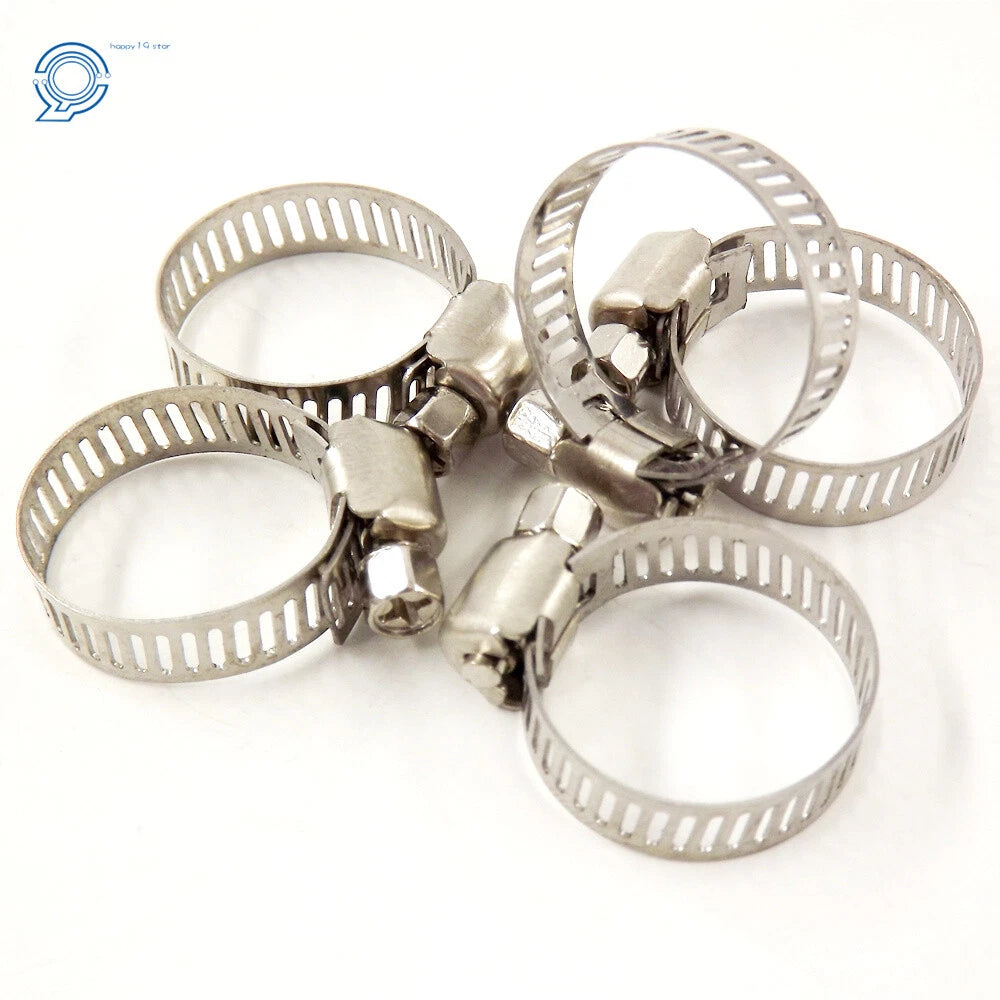 Set of 100 Stainless Steel Adjustable Drive Hose Clamps 3/4" - 1"
