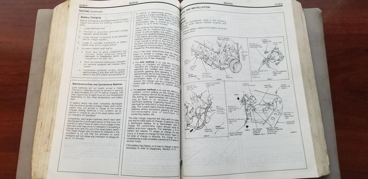 Service Shop Manual for Lincoln Mark VII (1989) FPS-12192-89