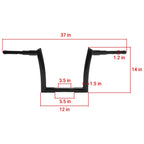 14" Meathook Ape Hanger Handlebars for Harley Touring Road Glide