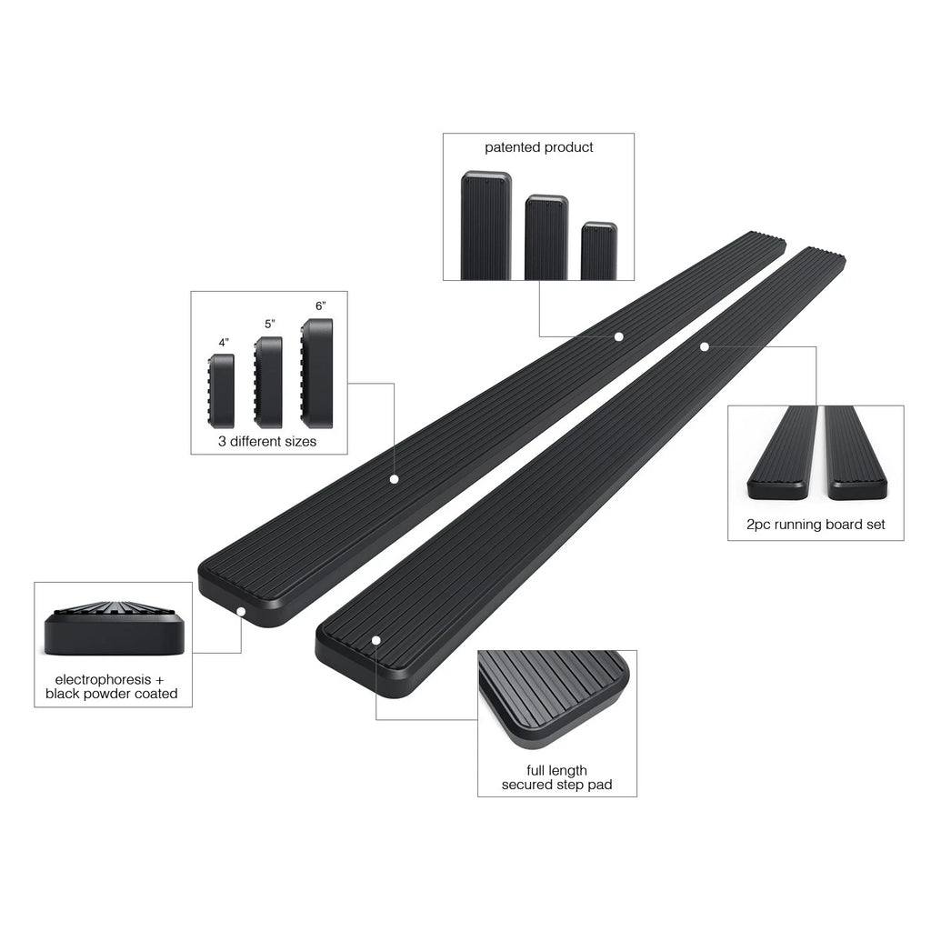 6" Matte Black Running Boards for Toyota RAV4 (2016-2018)