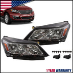 Set of 2 Halogen Chrome Headlights for Chevy Traverse (2013–2017)
