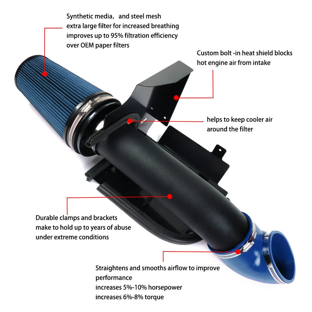 4" Blue Cold Air Intake Kit for GMC/Chevy V8 (1999–2006)