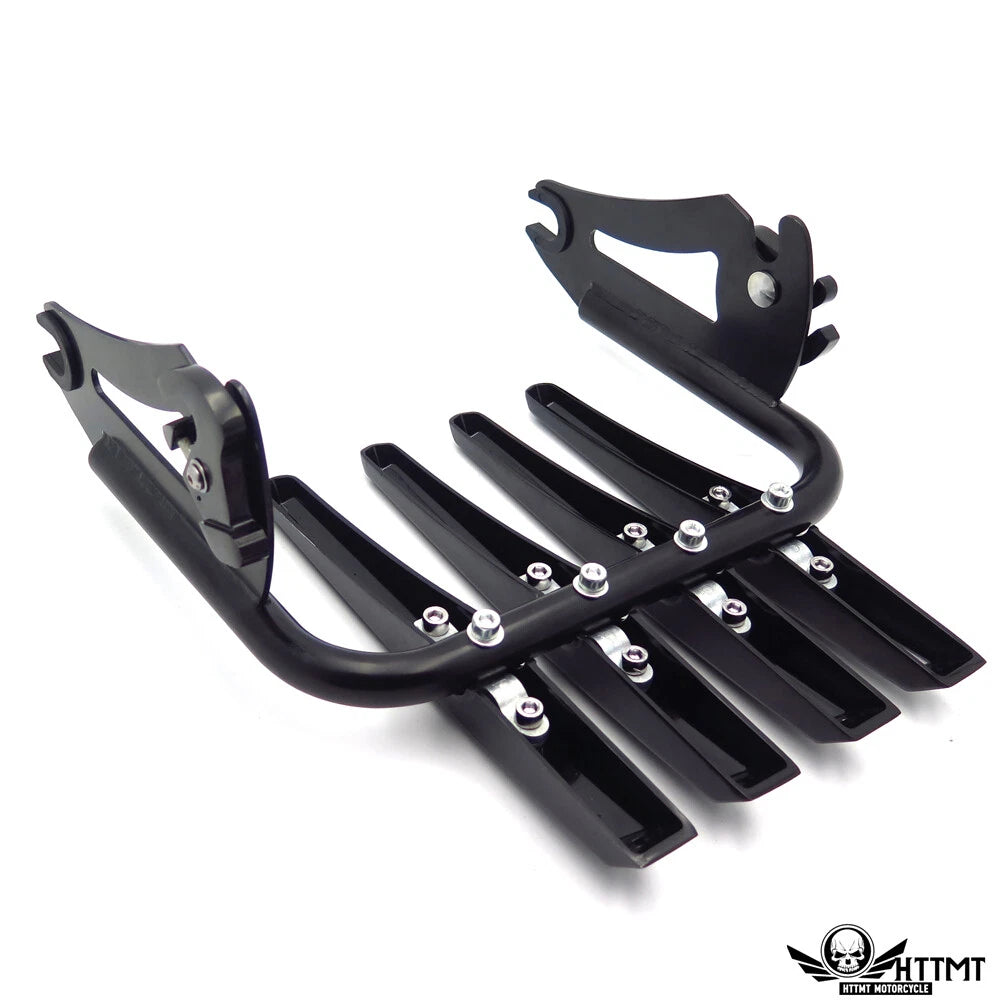 Black Skull Detachable Stealth Luggage Rack for Harley Touring (1997–2008)