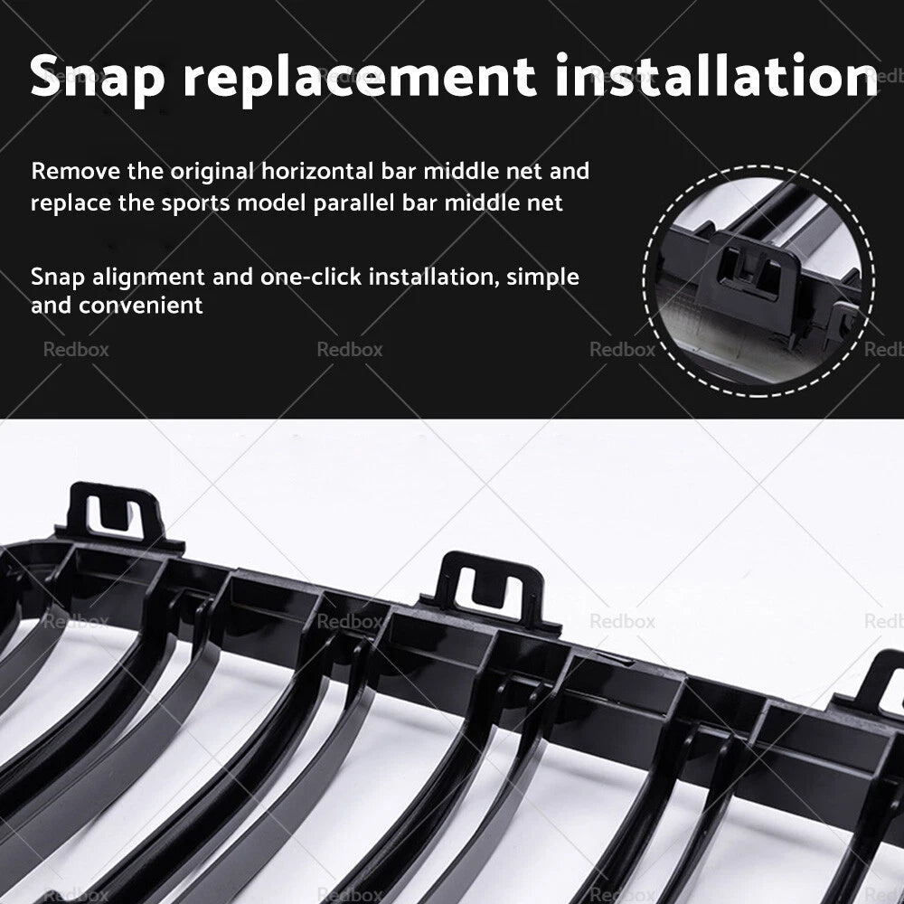 Bumper Grille for BMW 4 Series F32 F33 F36 M3 F80 M4 (2014–2020) Gloss Black