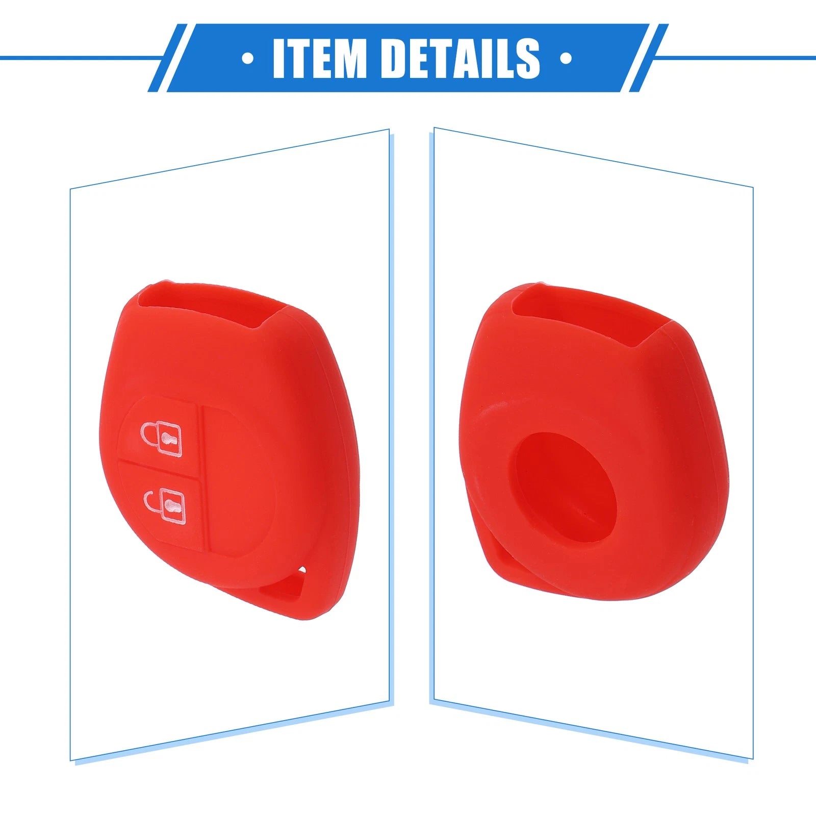 2X Key Fob Case Cover for Suzuki (2 Button) - Silicone Red