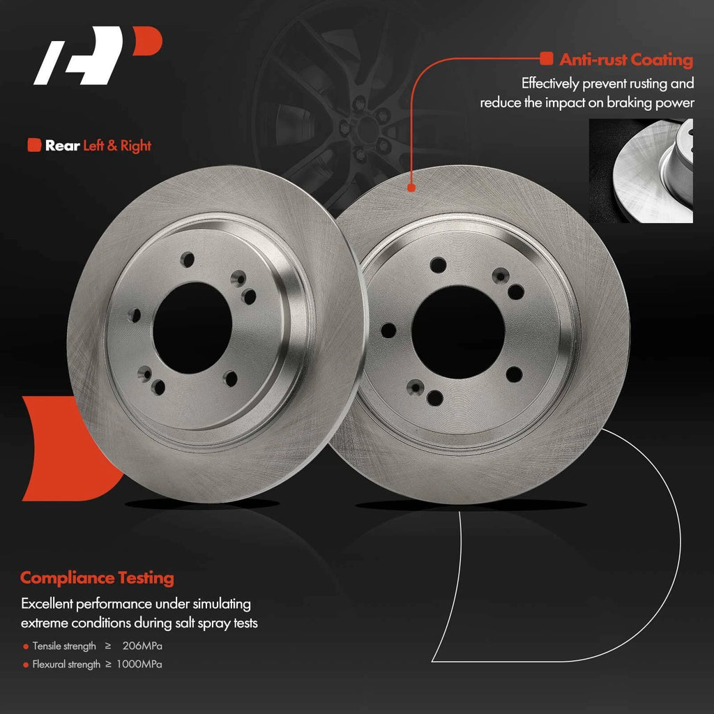 Rear Disc Brake Rotor & Ceramic Pad Set for Hyundai Sonata & Kia Optima (2015)