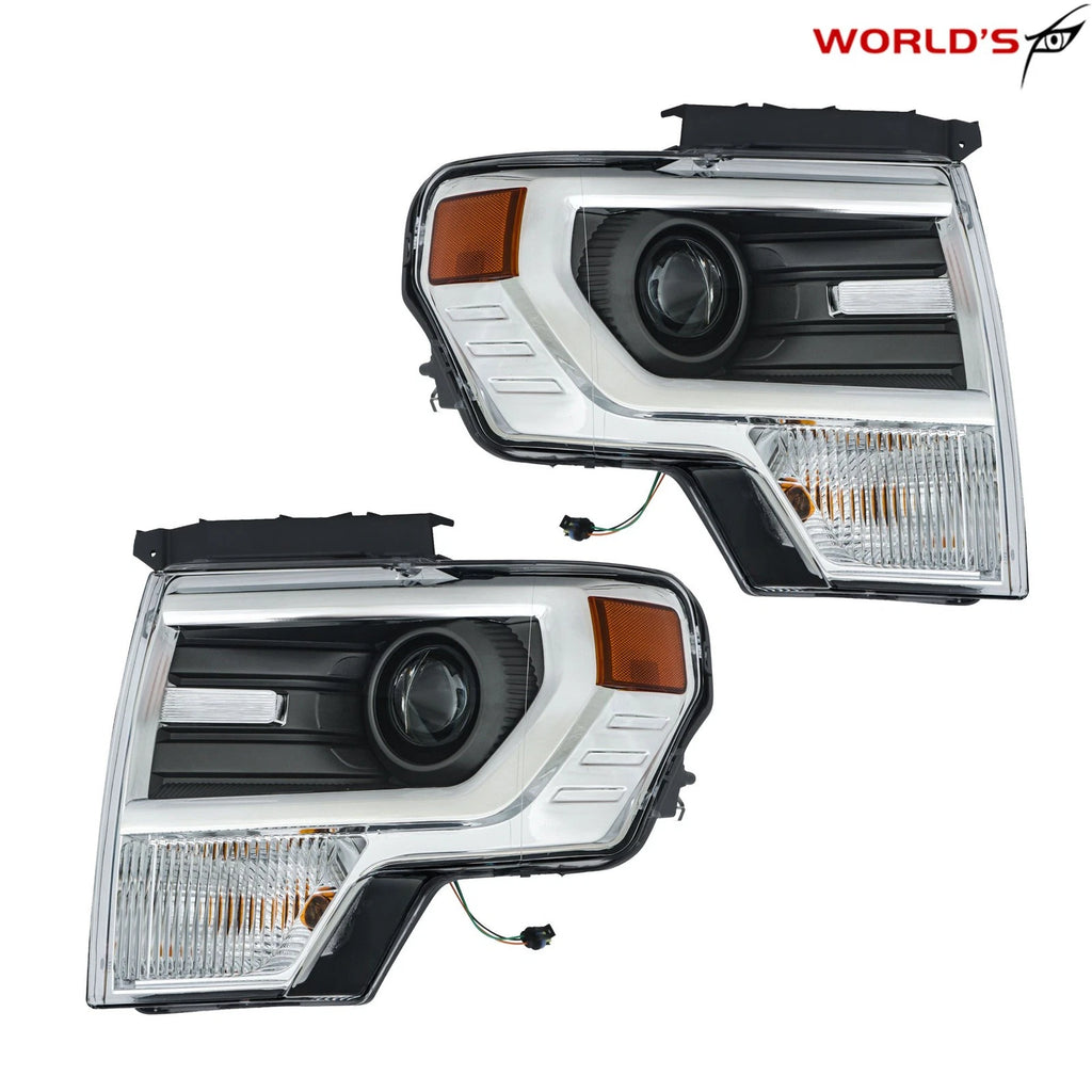 Set of 2 HID Projector Headlights for Ford F150 (2013–2014) Chrome