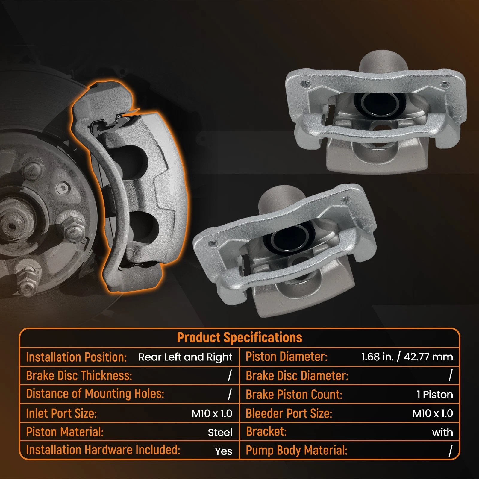 Rear Brake Caliper w/Bracket for Kia Sorento (2011–2013) 19B6270 19B6271