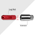 Set of 20 M12X1.5 Red JDM Open End Conical Wheel Lug Nuts + 20mm Extension