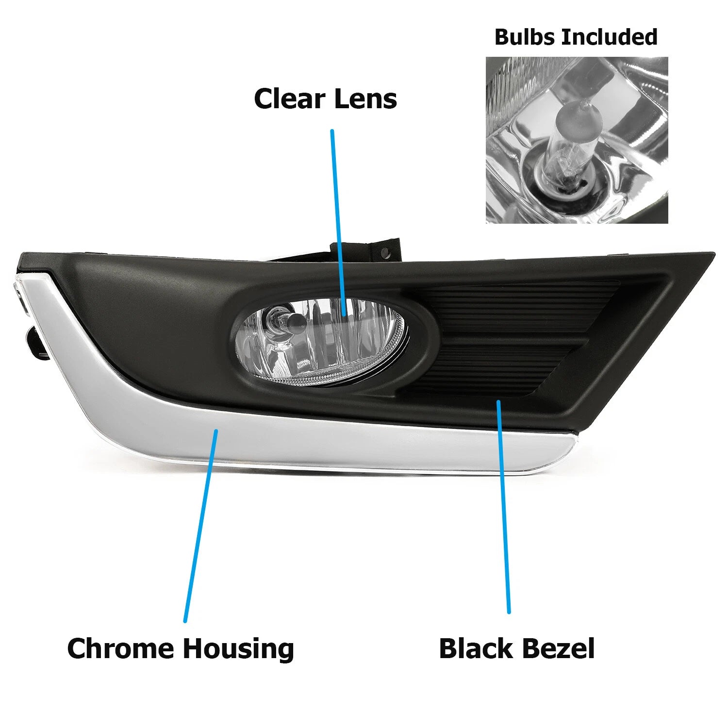 Fog Light Lamps with Chrome Bezel for Honda CR-V (2017-2019)