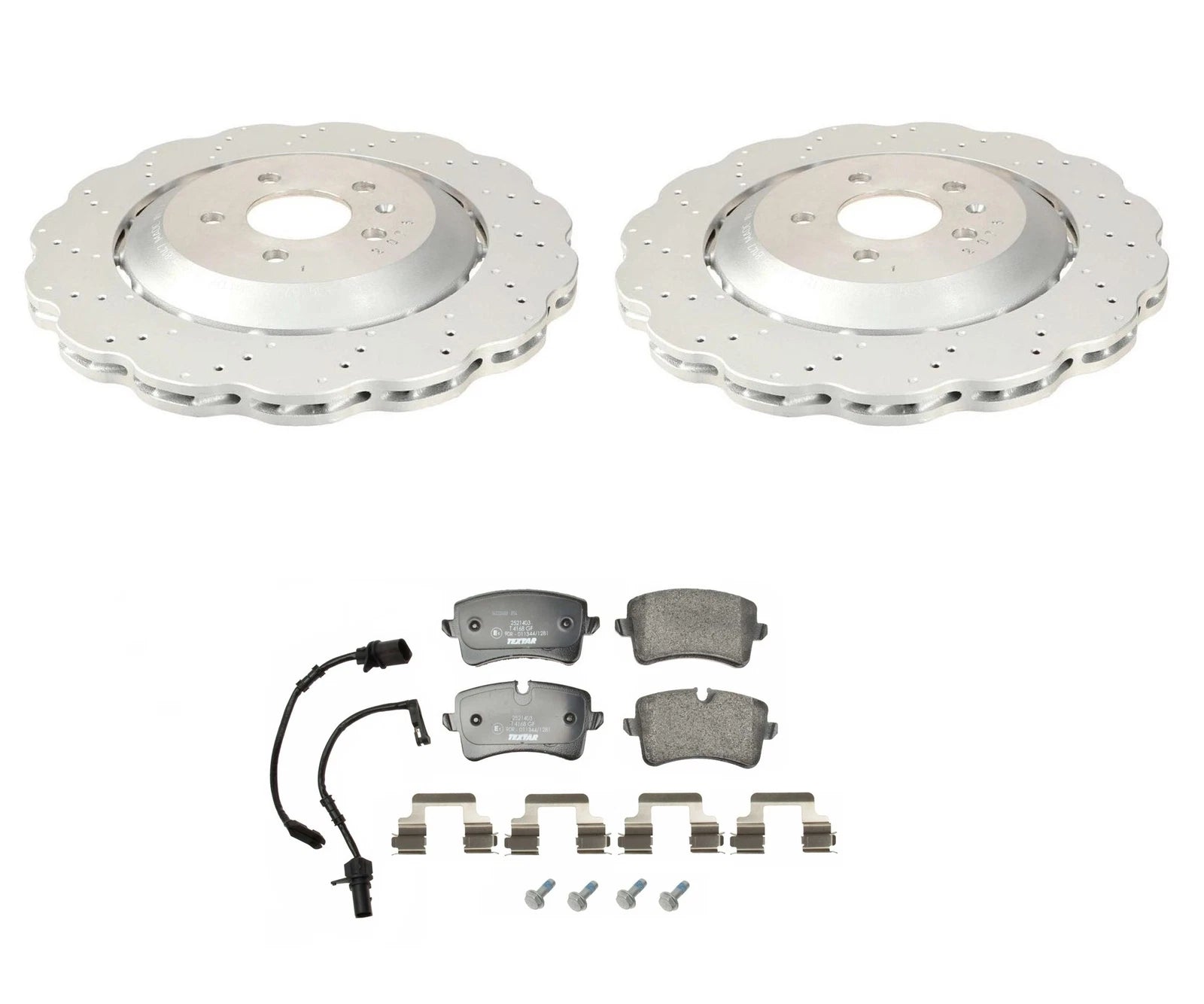 Rear 356mm Wavy Drilled Disc Rotors & Textar Pads Brake Kit for Audi RS7 (2014–2023)
