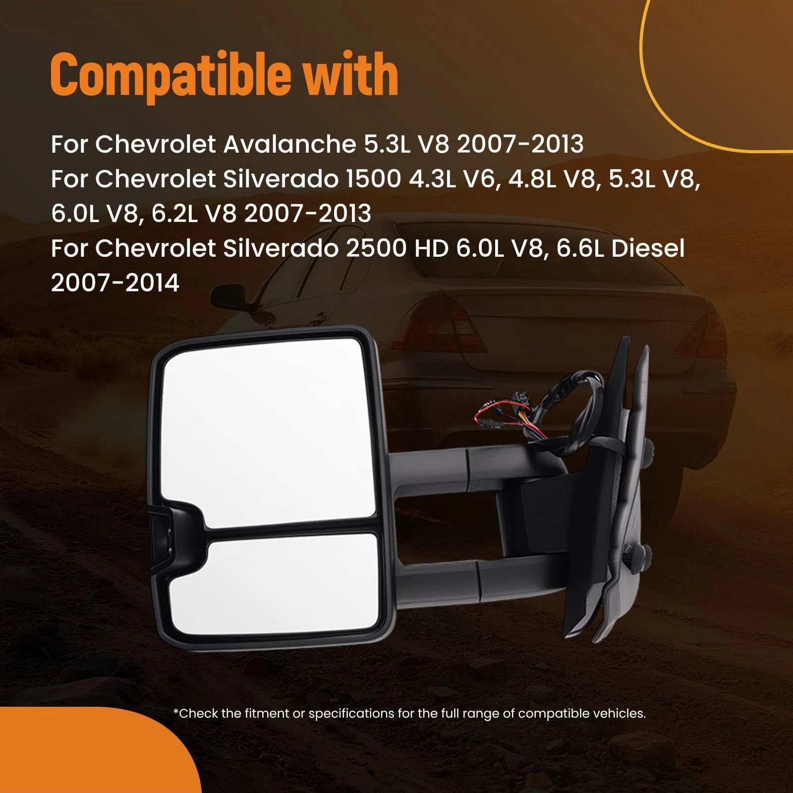 Heated Power Rear View Mirror for Chevrolet Suburban 1500 (2007-2014)