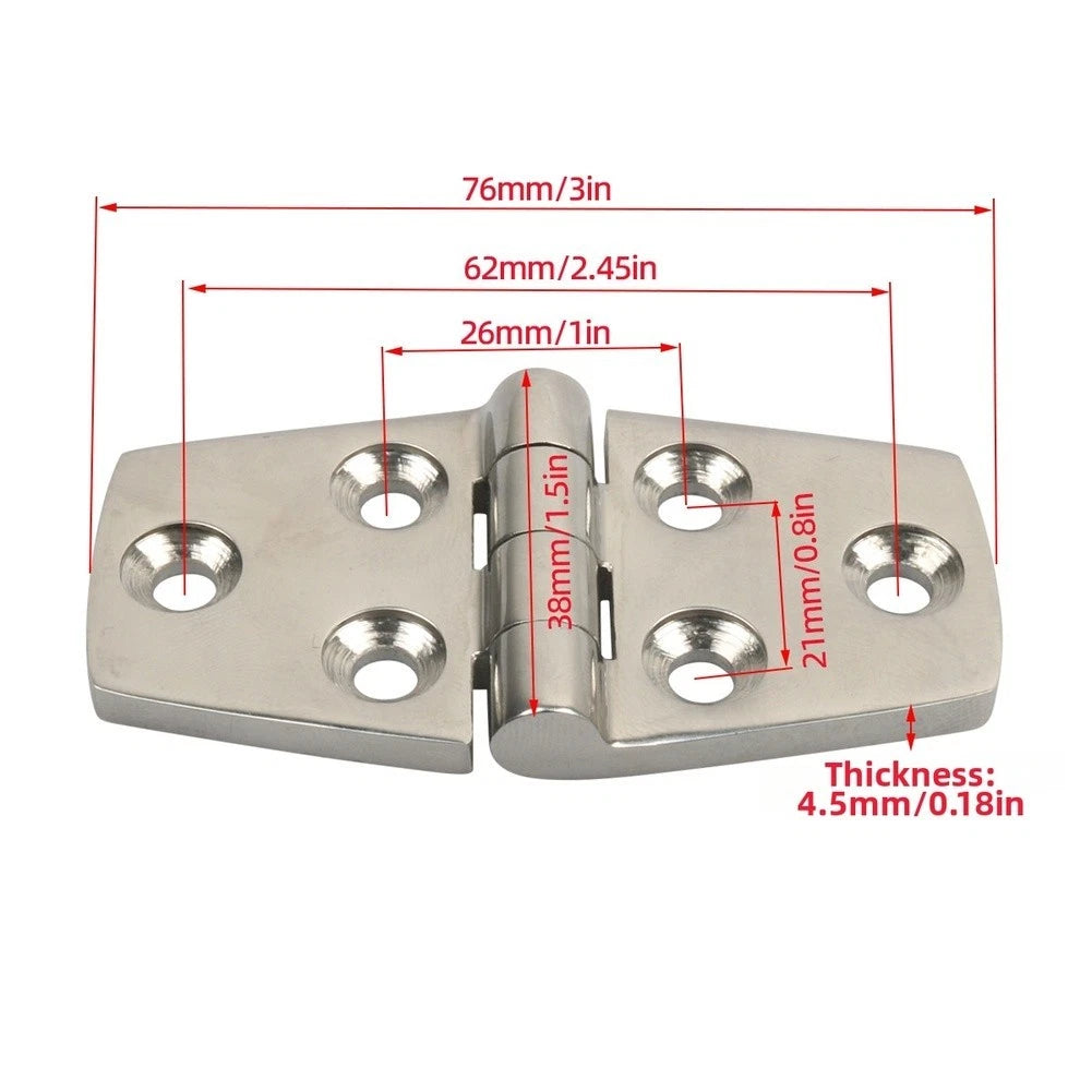 Boat Cabin Door Hinge Kit 316 SS for Heavy Duty Applications (4.5mm Thickness)