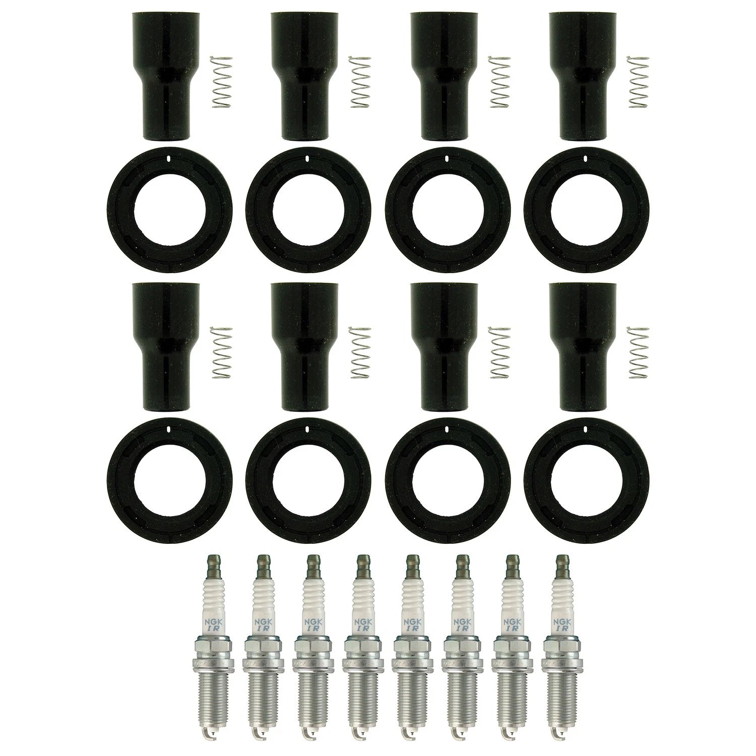 Set of 8 NGK Laser Iridium Spark Plugs & Coil Boots for Land Cruiser Tundra Sequoia