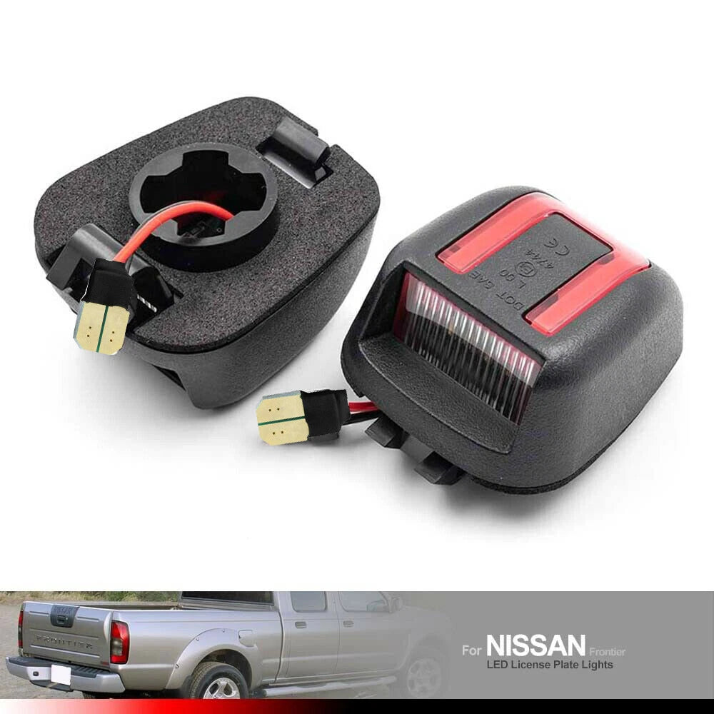 2X Red Tube White LED License Plate Lamp for Nissan Frontier Armada Xterra Titan