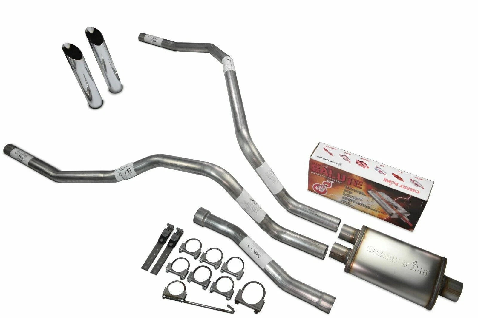 Dual Exhaust Tips for Nissan Titan (2004–2006) - 2.5 Inch Cherry Bomb Slash Cut