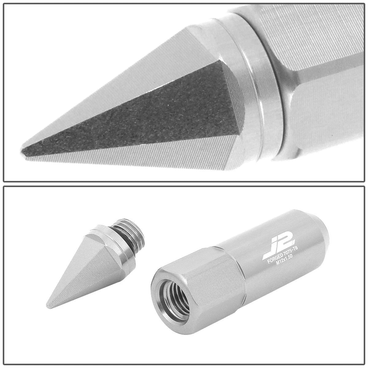 Set of 20 J2 7075 Forged Aluminum M12x1.5 Spiky Cap Lug Nuts with Adapter