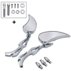Billet Alloy Teardrop Flame Mirror for Harley Softail Fatboy Sportster