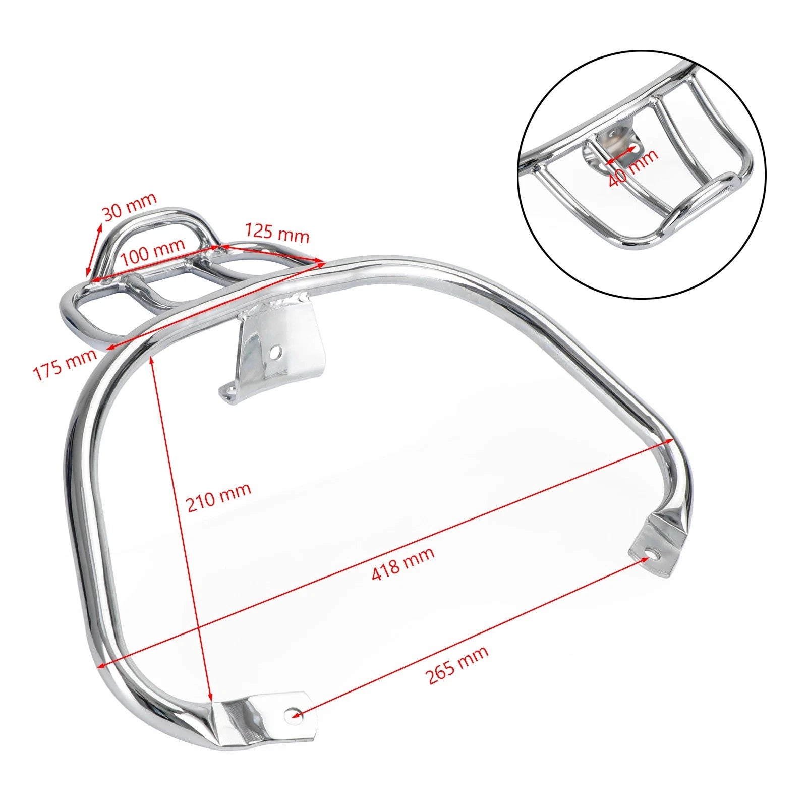Sloped Rear Rack Carrier Pannier Chrome for Vespa Sprint Primavera (50-150)