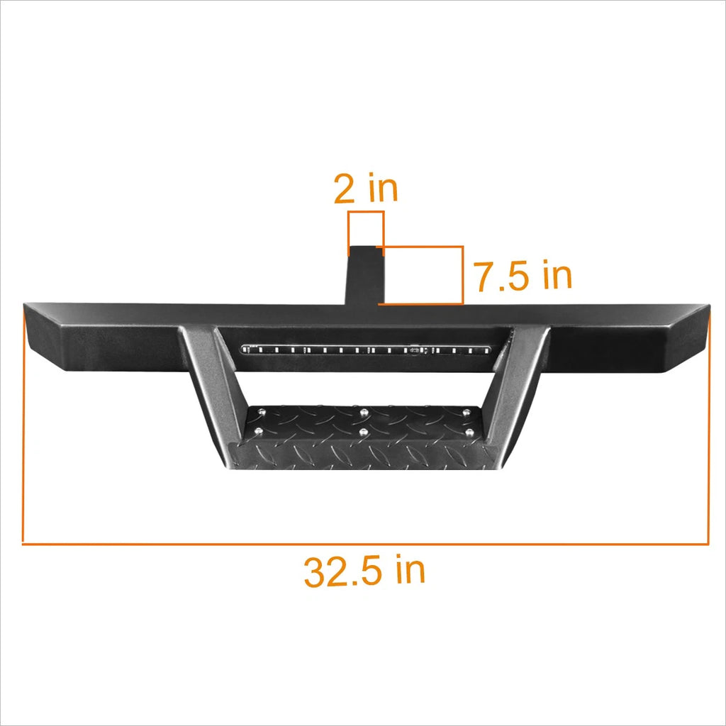 32.5" x 2.25" Trailer Tow Hitch Step w/LED Brake Lamp for Universal Fit
