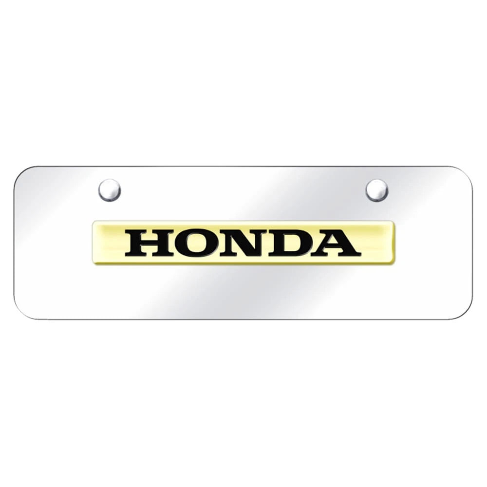 Gold Name on Chrome Mini License Plate - Officially Licensed for Honda