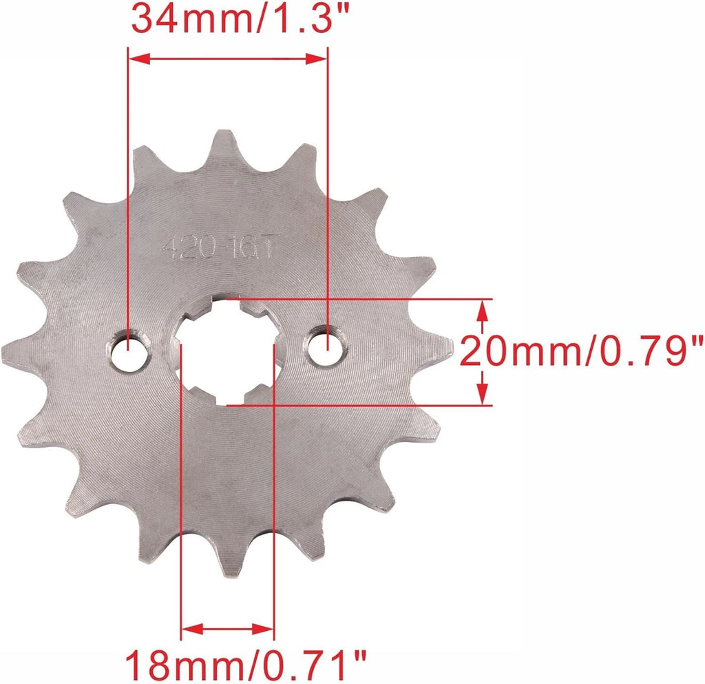 16T 20mm Front Sprocket Cog for 50/70/110/125/150cc Dirt Bike ATV (2010–2023)