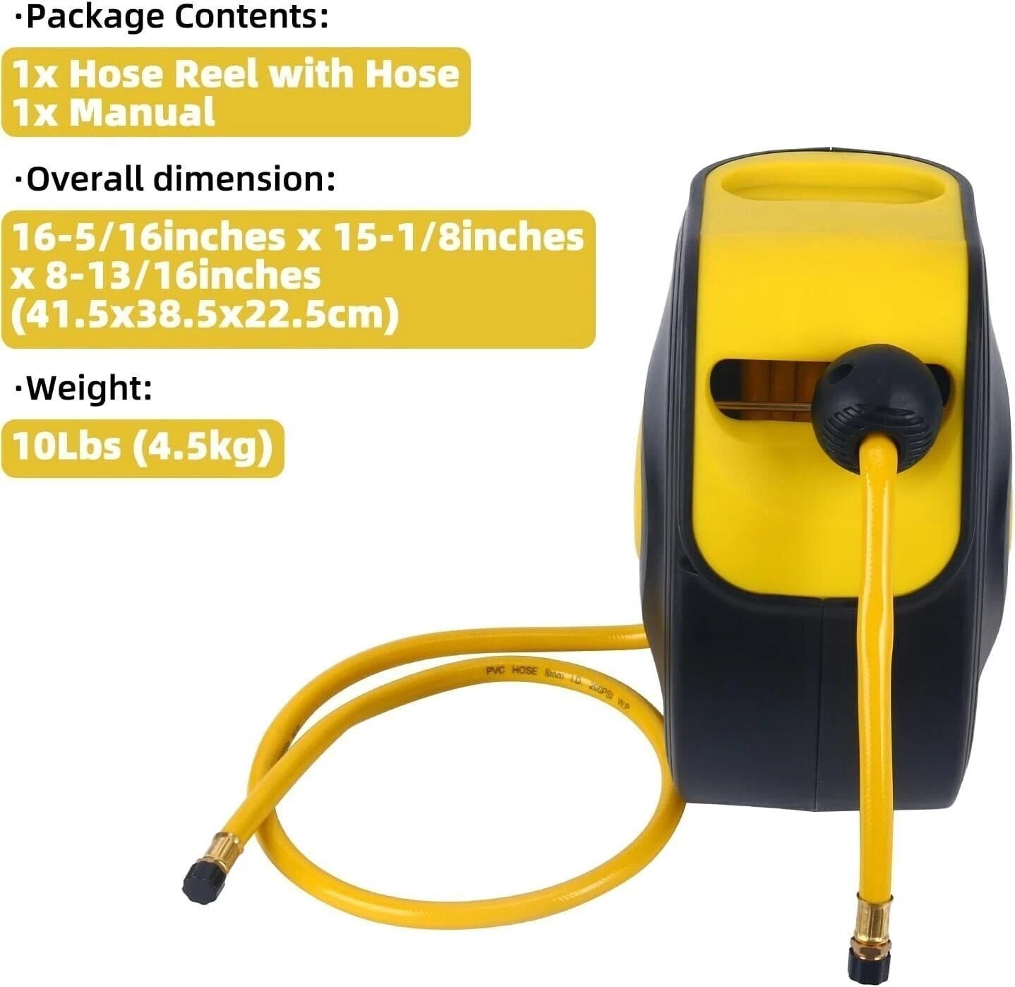Retractable Air Hose Reel 5/16 IN x 33 FT for Air Compressor (Auto Rewind)