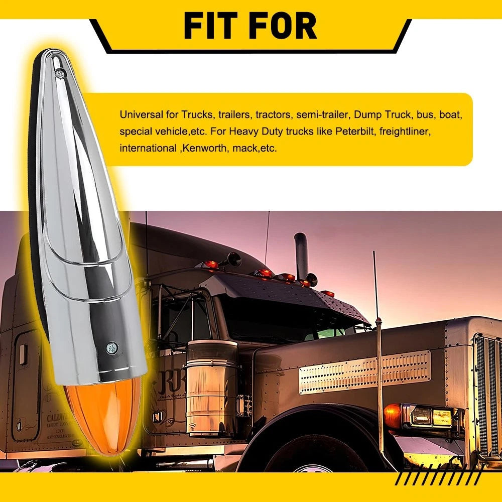 Amber LED Torpedo Cab Marker Lights for Kenworth Peterbilt