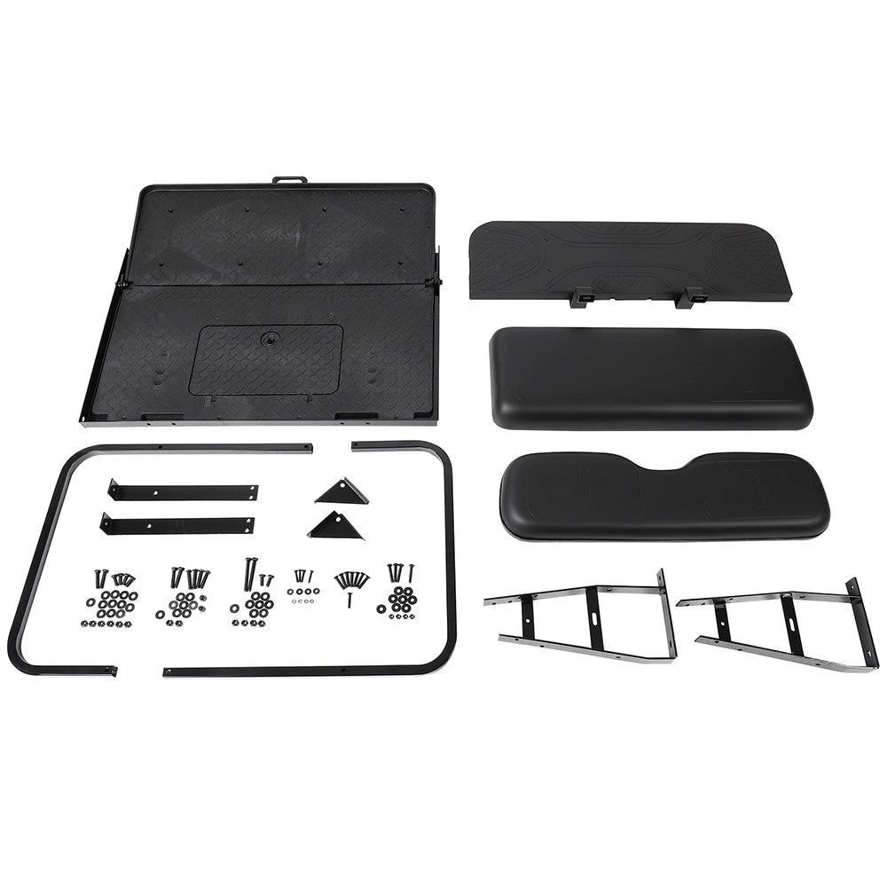 Rear Flip Seat Kit for EZGO Golf Cart TXT (1994.5–Present) - Black Cushions