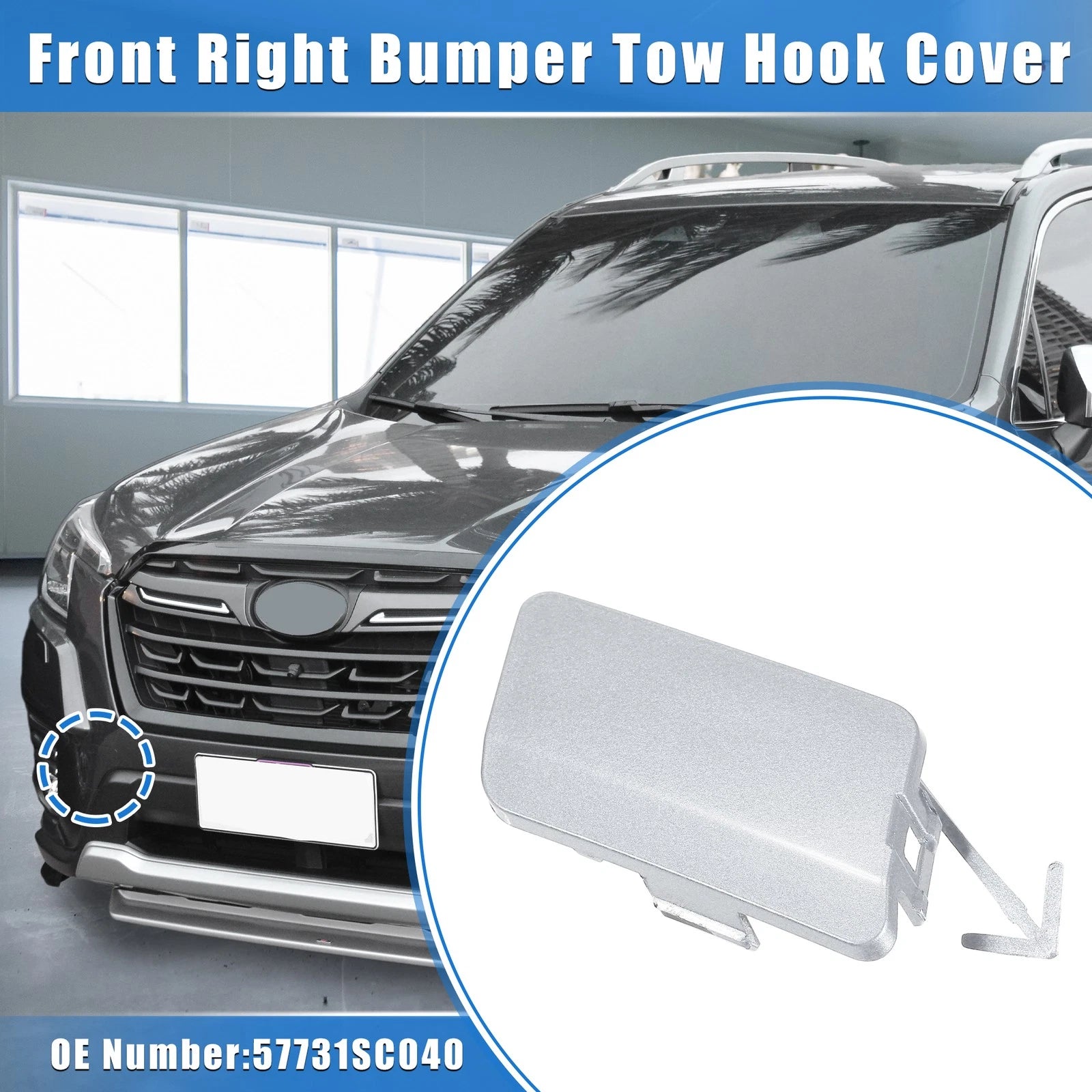 Front Right Bumper Tow Hook Cover for Subaru Forester (2009–2013) Silver Tone