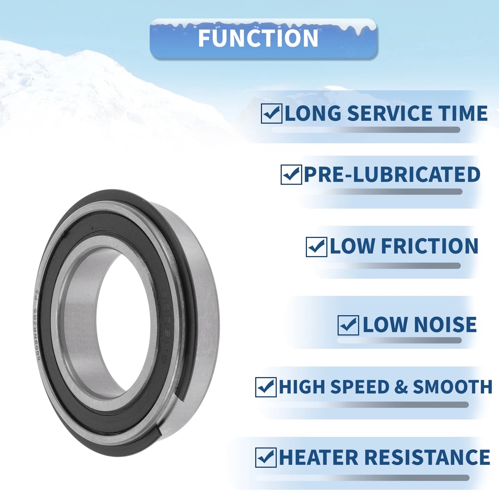 Deep Groove Ball Bearing 6009NR2RS for Scooter Skateboard (45x75x16mm)