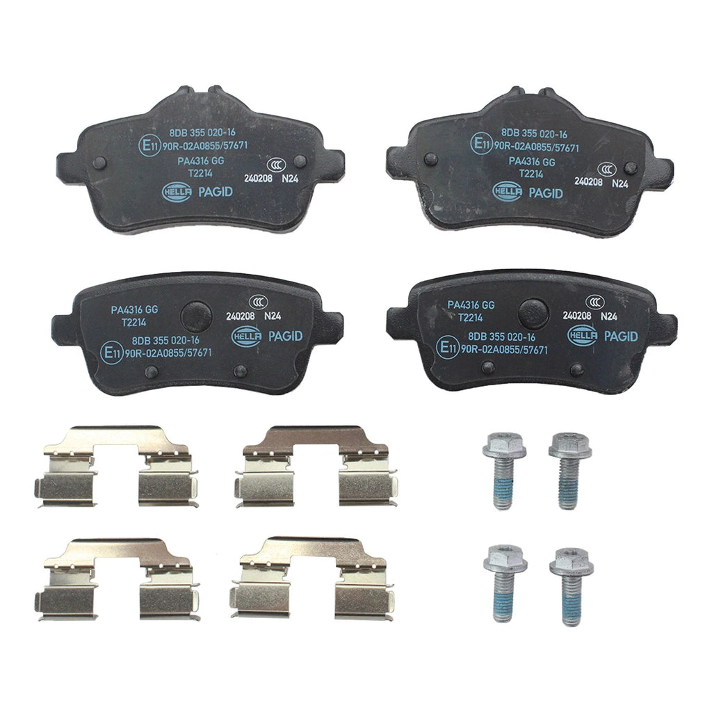 Set of 4 Hella Rear Low-Met Disc Brake Pads for Mercedes X166 (2013–2019)