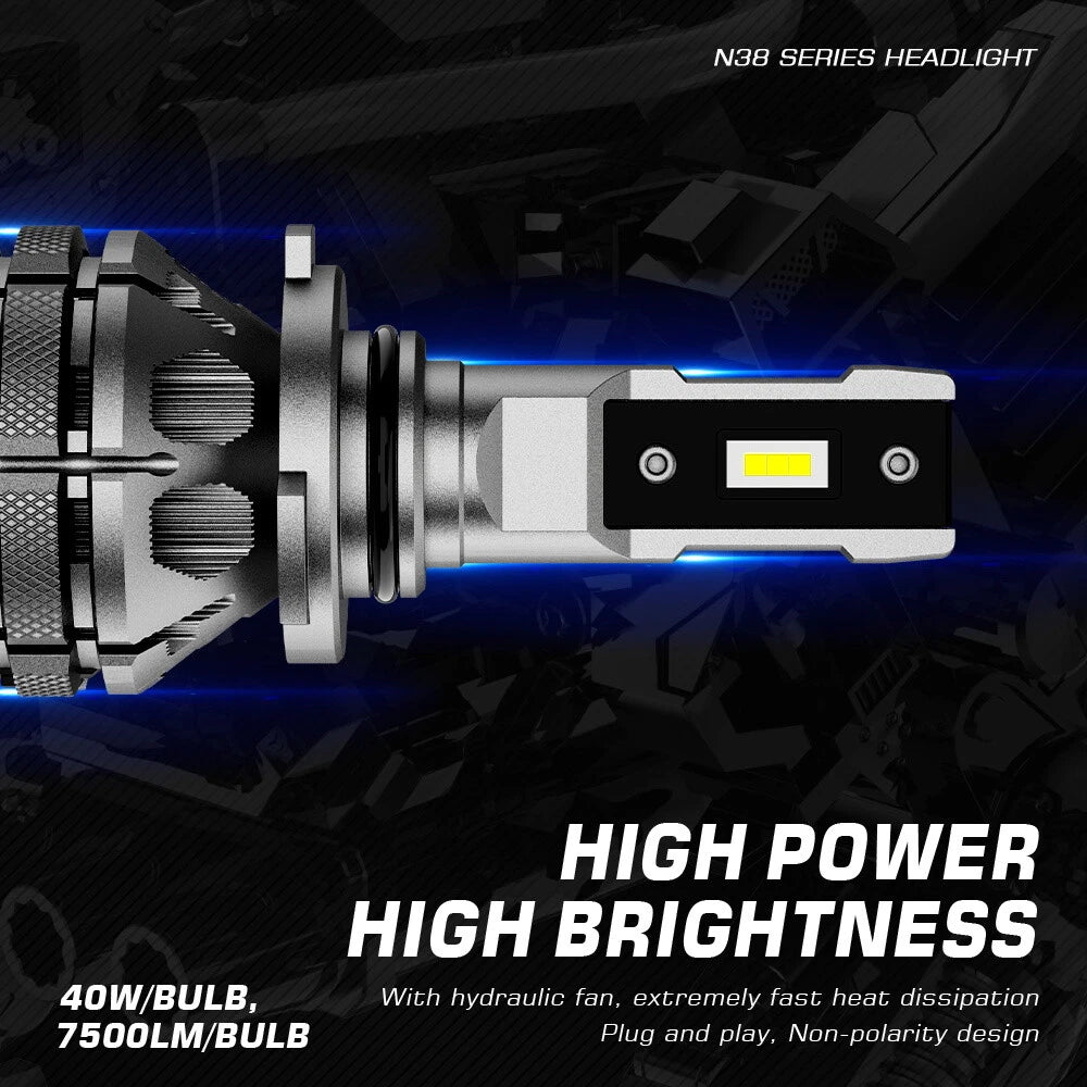 2X NOVSIGHT 9006 LED Headlight Bulbs for 15000LM 6500K