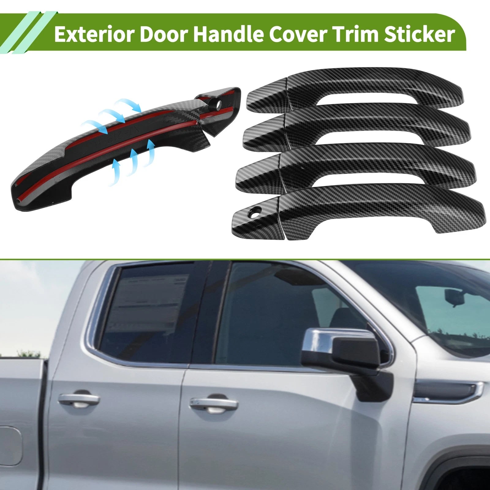 Set of 1 Exterior Door Handle Cover for Chevrolet Colorado (2015–2023) Carbon Fiber Black