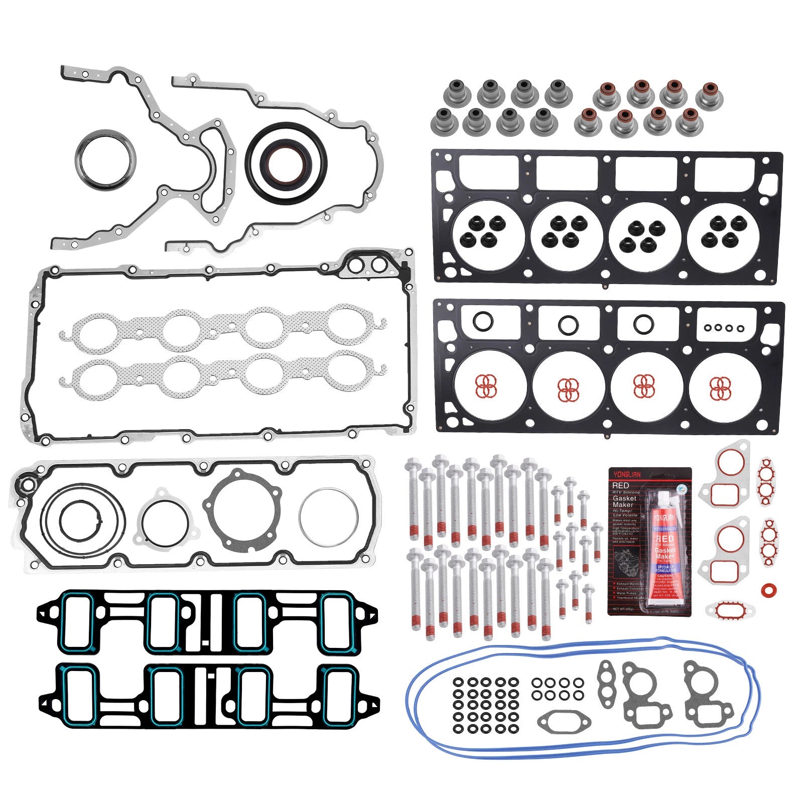Full Gasket Set with Head Bolts for GMC Chevrolet 6.0, Cadillac 6.2 (2007–2011)