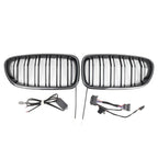 Glossy Black Front Kidney Grille with Light Strip for BMW 5-Series (2010-2016)
