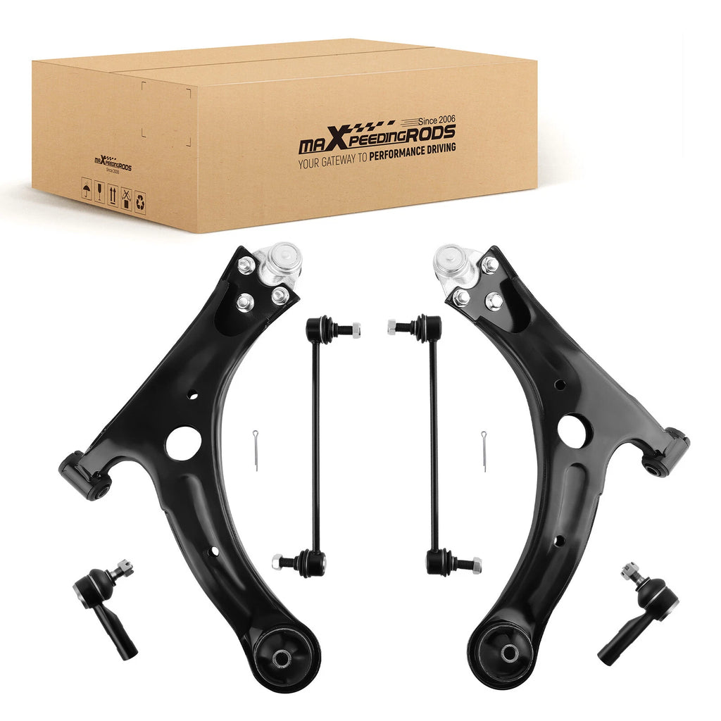Set of 6 Front Lower Control Arms w/Ball Joints & Tie Rods for Toyota Corolla (2014–2019)