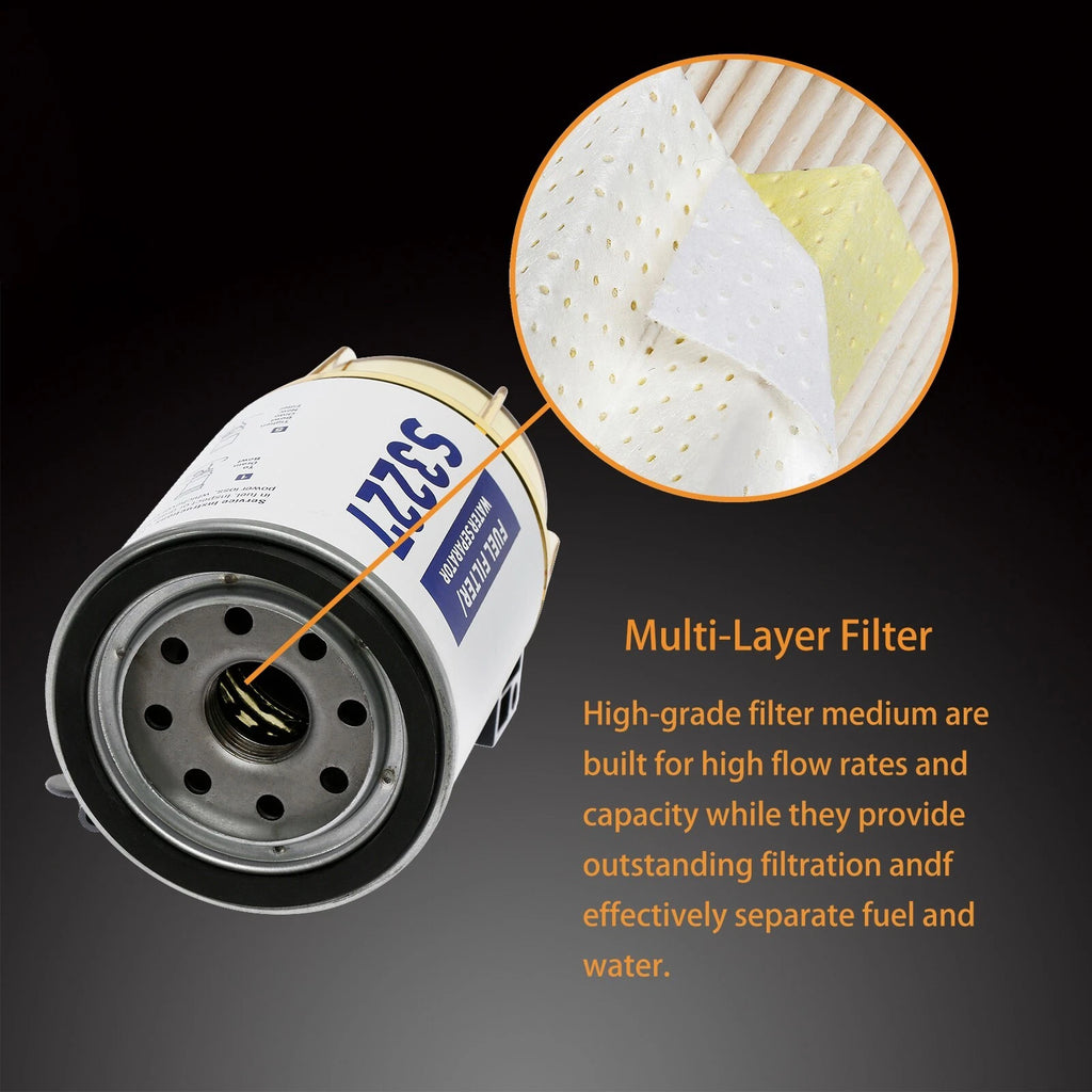 S3227 Fuel Water Separator Filter w/ Clear Bowl for Marine Outboard