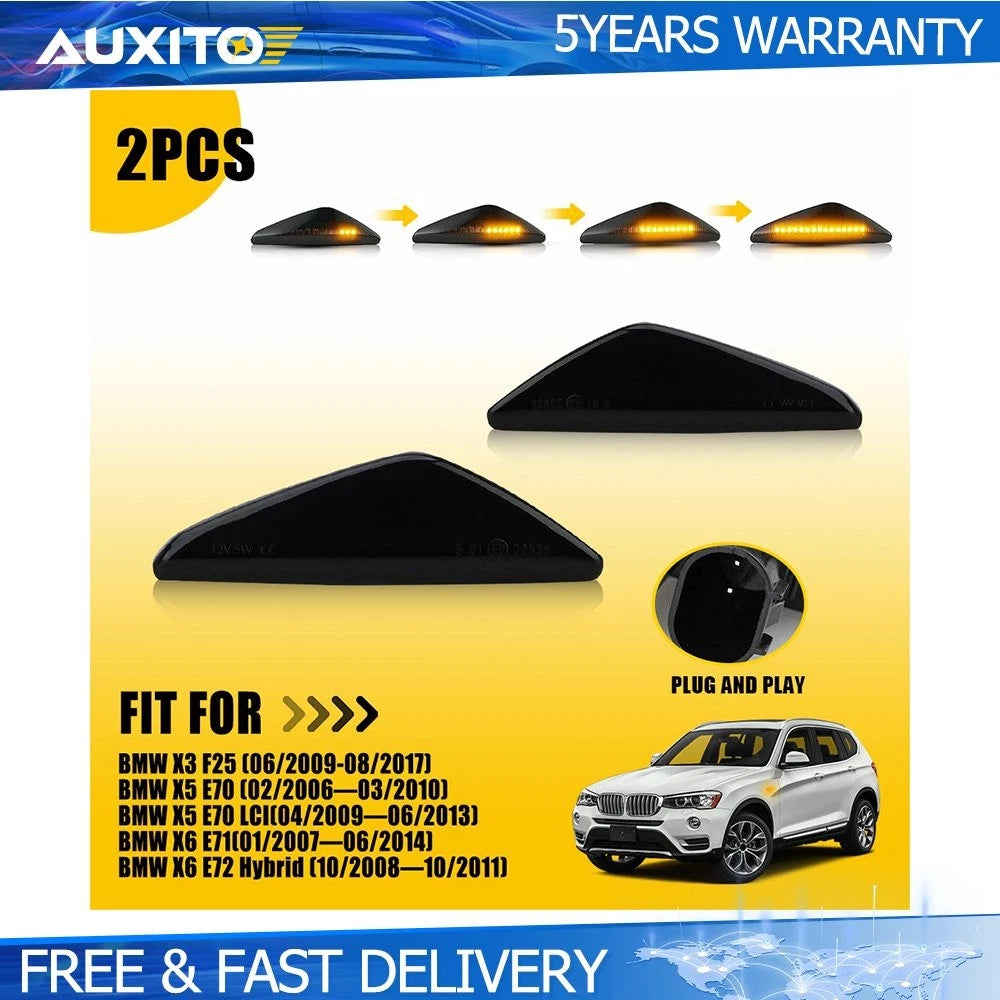 Smoke Fender LED Side Marker Light for BMW E70 X5/F25 X3/E71 E72 X6 (2007–2012)