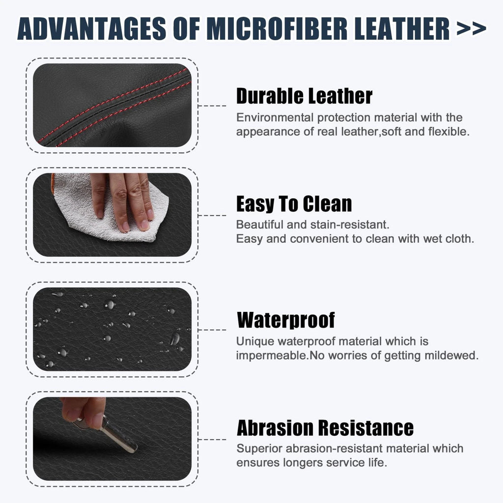 Microfiber Leather Armrest Cover for Nissan Maxima (2009–2014) Red Stitches