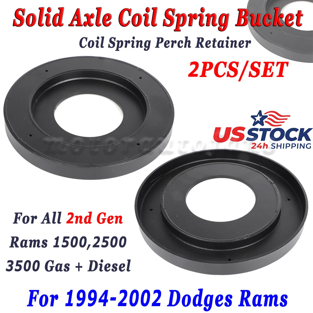 2X Solid Axle Coil Spring Retainer Bucket for Dodge Ram 1500 2500 3500 (1994–2002)