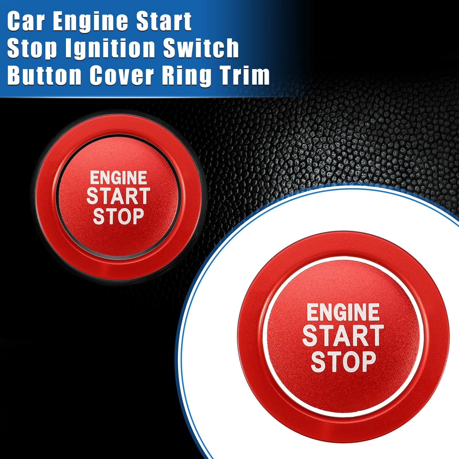 Engine Start Stop Button Cover Ring Kit for Toyota Highlander (2020–2022) Red