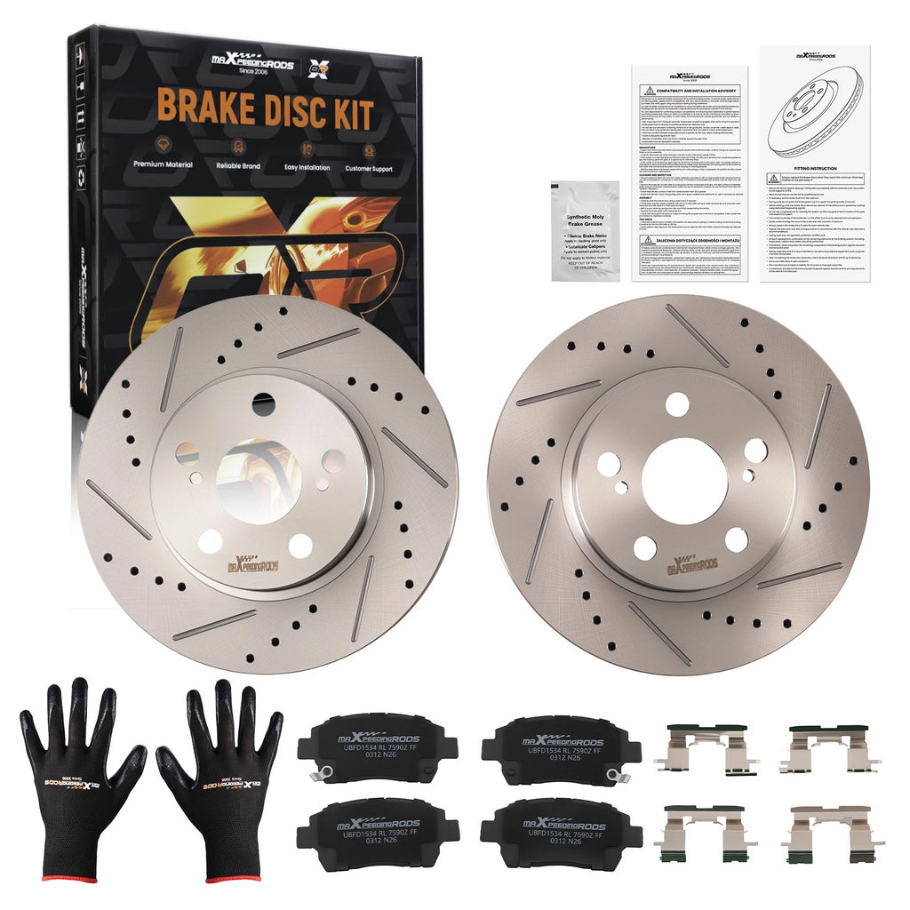 Front Brake Rotors & Ceramic Pads Set for Toyota Prius (2004–2009)