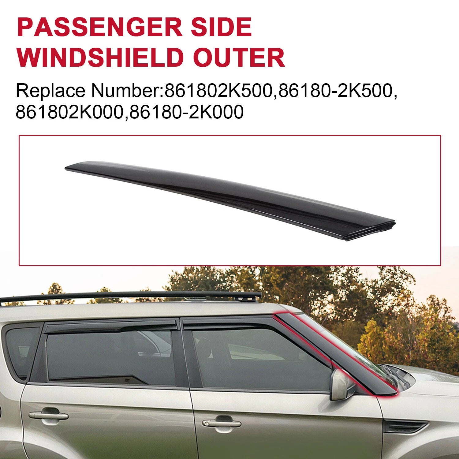 Right Passenger Exterior Molding Windshield Pillar Trim for KIA Soul (2010–2013)
