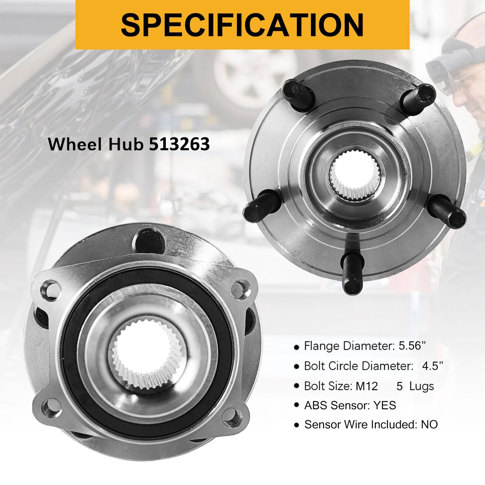 2 Front Wheel Bearings and Hubs Assembly 513263 for Chrysler 200 (2011–2014)