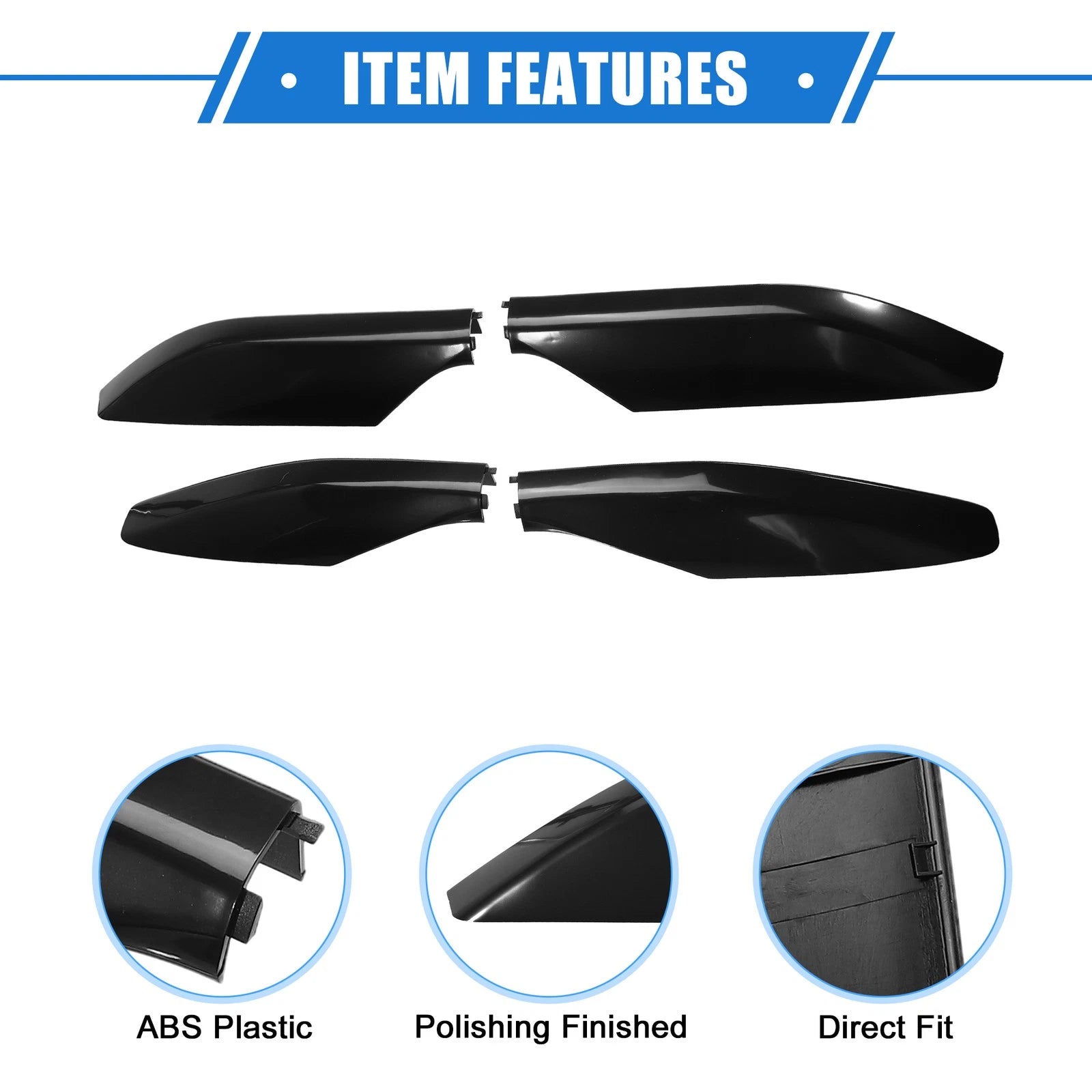 Set of 4 Roof Rack Side Rails End Cover Shells for Lexus GX470 (2003–2009) Black