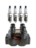Denso Ignition Coil & 4 Double Platinum Spark Plugs for Ford Mercury (1.9L)
