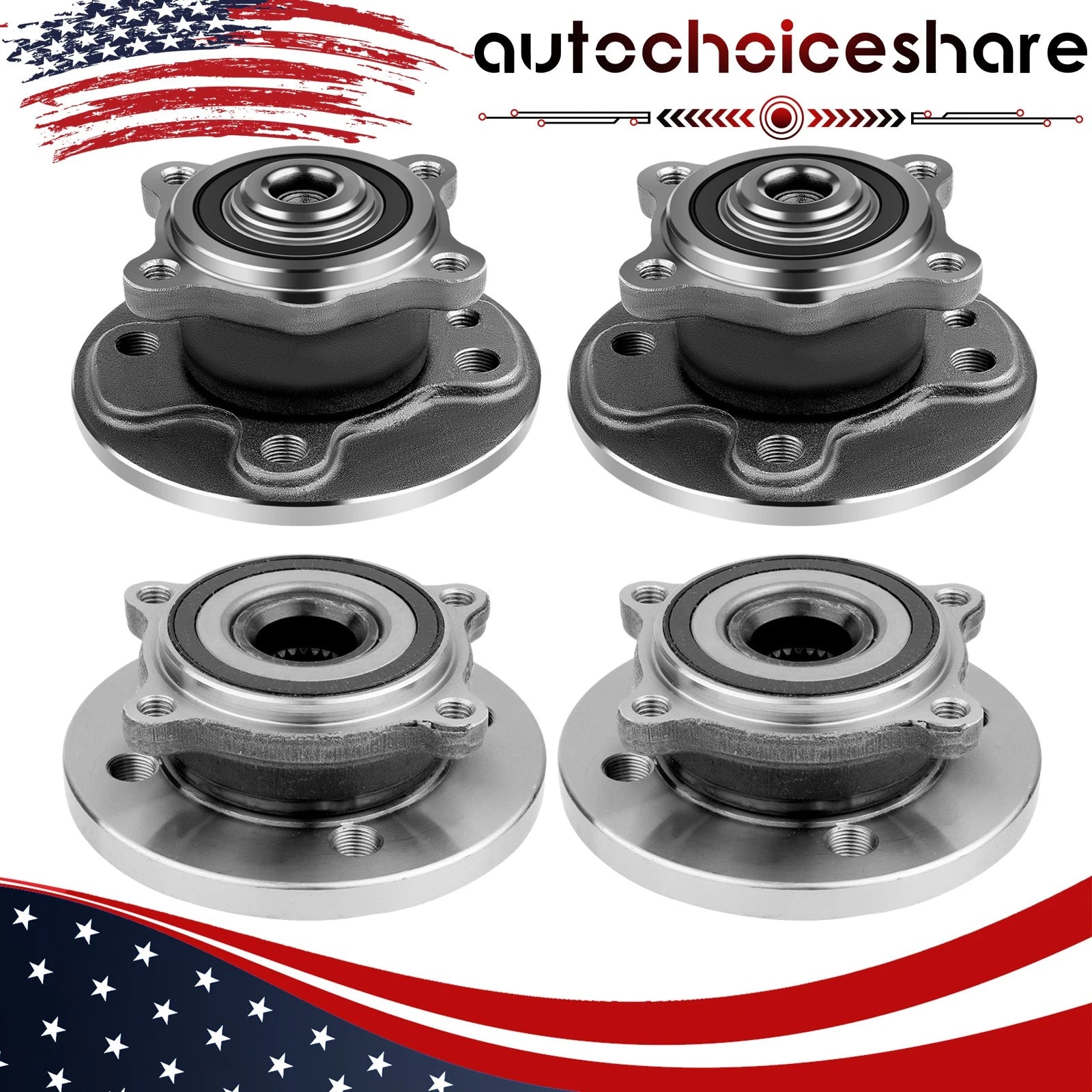 Set of 4 Wheel Hub Bearing Assemblies for Mini Cooper (2007–2014)