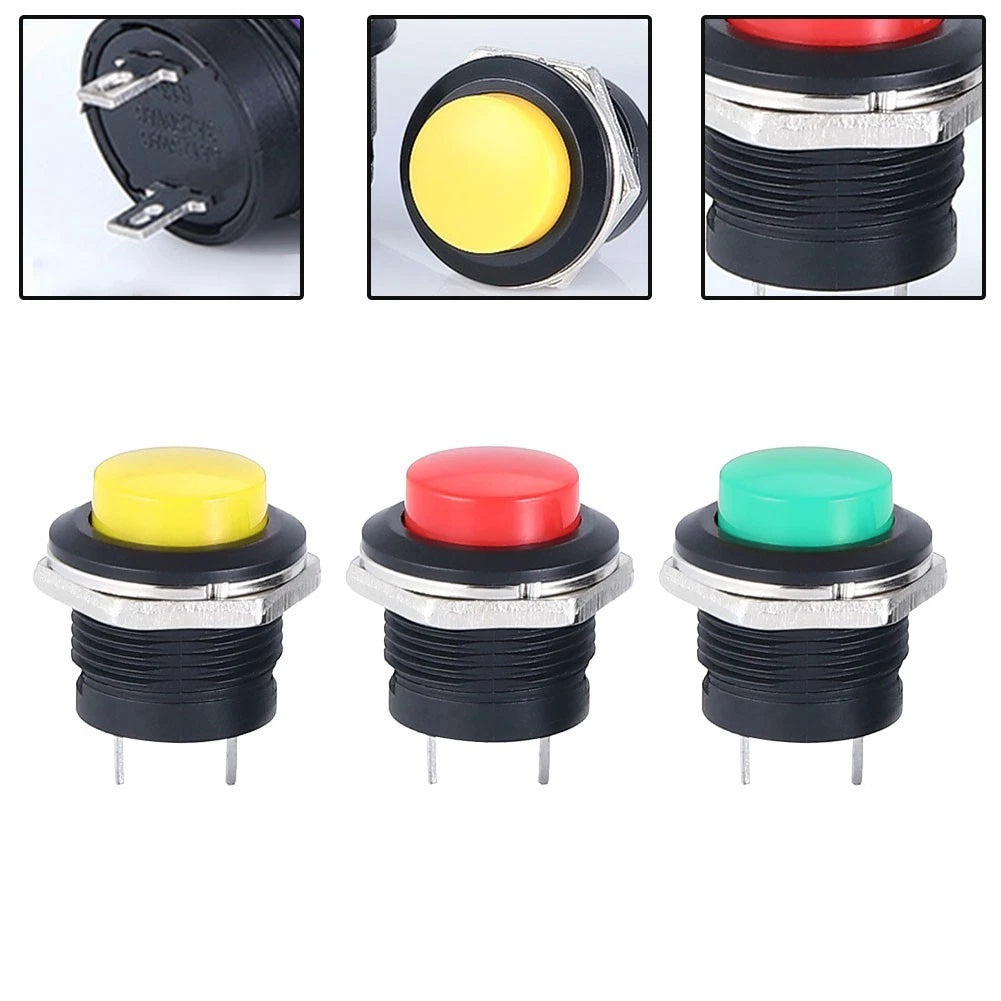 12V 16mm Metal Round Momentary Switch for Automotive Applications